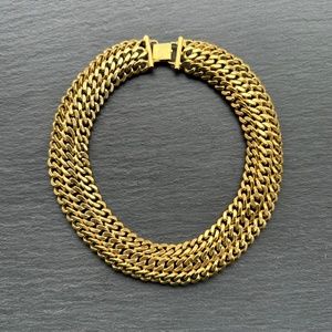 VINTAGE MONET 3 CHAIN CHOKER NECKLACE.
